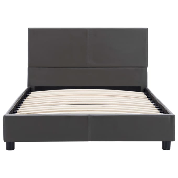 vidaXL - Bedframe - kunstleer - grijs - 90x200 - cm