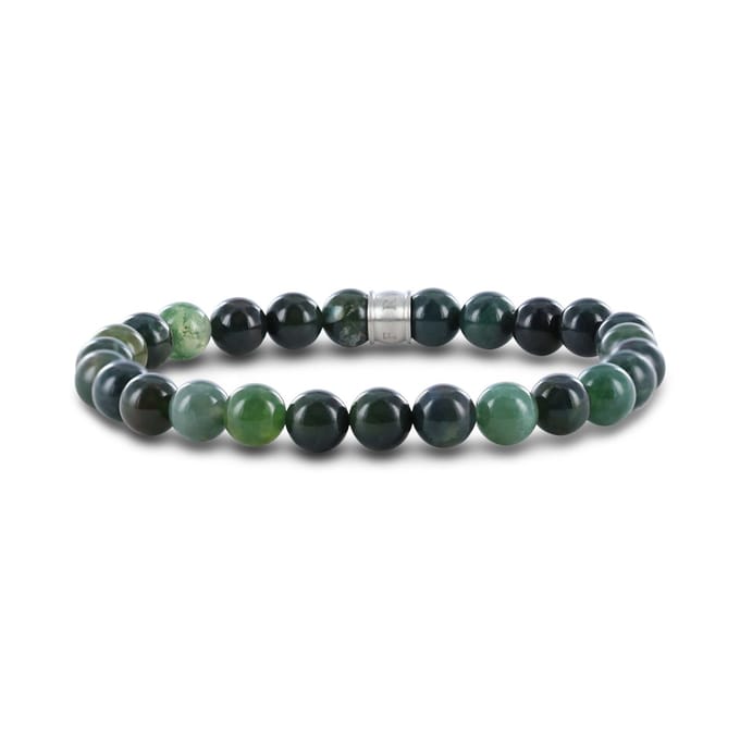 Frank 1967 7FB-0673 Armband Moss Agaat Beads 8mm - 20cm - Staal - Groen