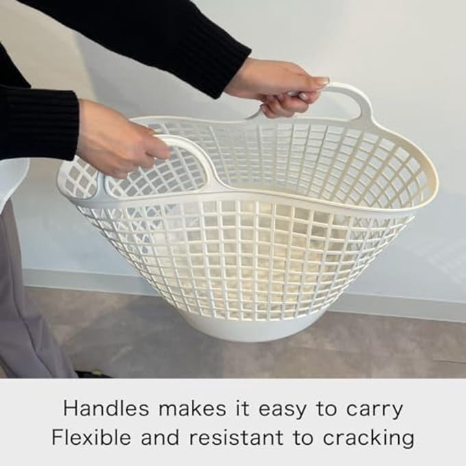 Grote ronde wasmand in Scandinavië stijl - Wit