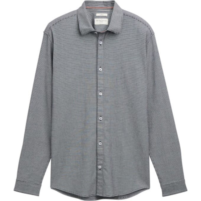 Tom Tailor - Slim fit overhemd met stretch - Maat XXXL - navy squared structure