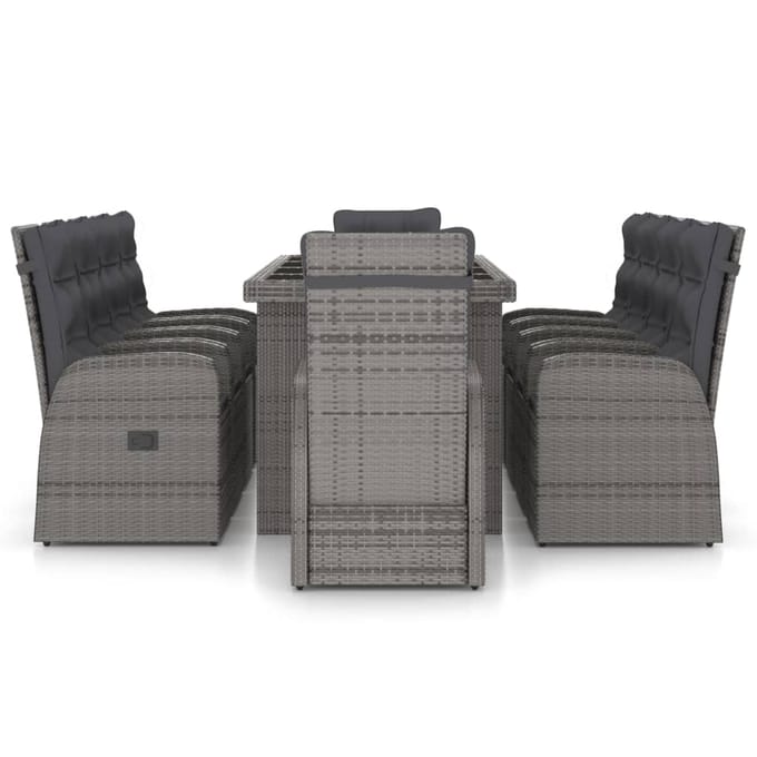 vidaXL - 11-delige - Tuinset - met - kussens - poly - rattan - grijs