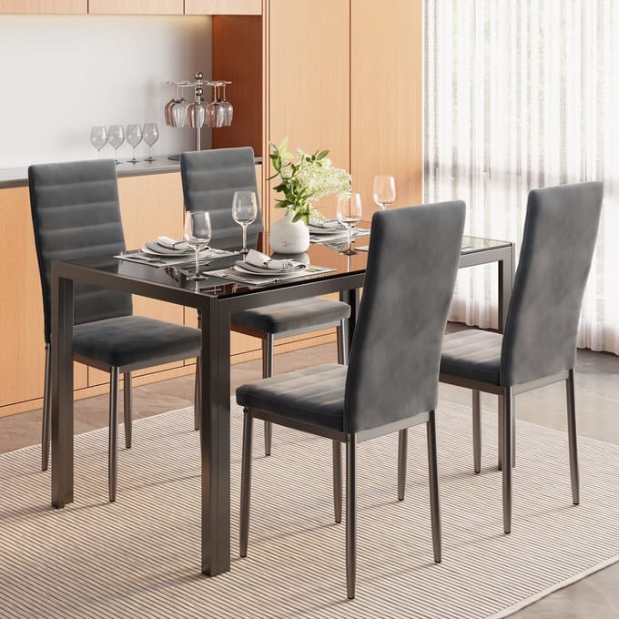 Bealife TB40C Eetkamerstoelen - 4 stoelen - Velvet bekleed - Donkergrijs