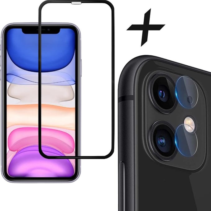 Screenprotector geschikt voor iPhone 12 Mini + Camera Lens Protector - FullGuard Screen Protector