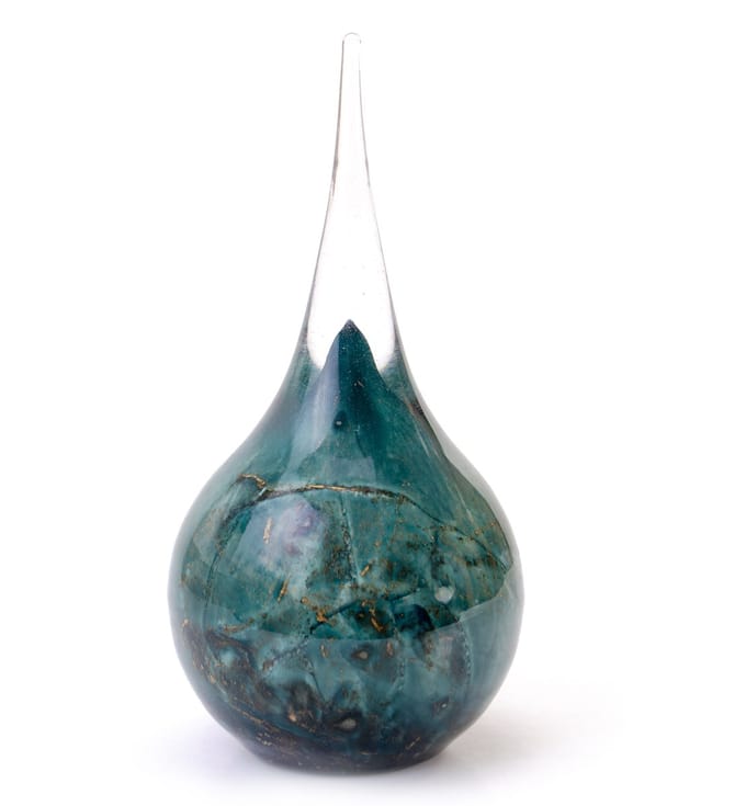 Loranto - Urn - Mini Urn druppel Groen&bladgoud - 19cm - Glas Urnen