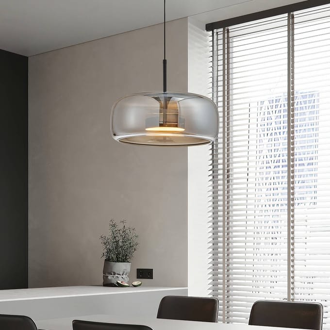 Viokef LED hanglamp Deco, rookgrijs/zwart, Ø 33 cm, glas