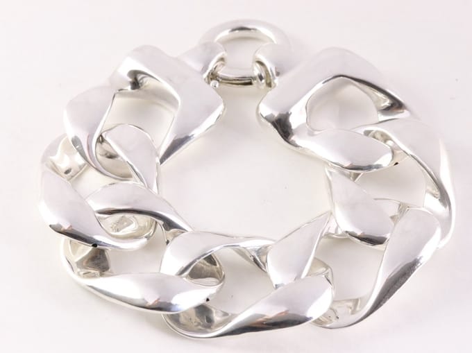Hoogglans zilveren armband met grote gourmet schakels