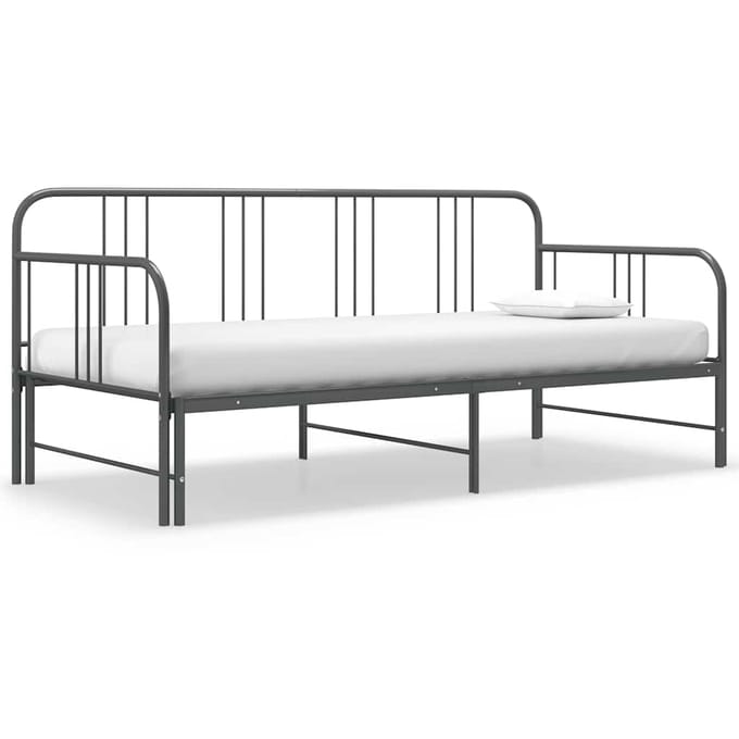 vidaXL - Slaapbank - uittrekbaar - metaal - grijs - 90x200 - cm