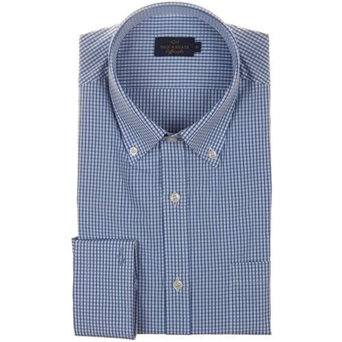 Paul & Shark Overhemd Soffio Poplin Cotton Check Midden Blauw / male