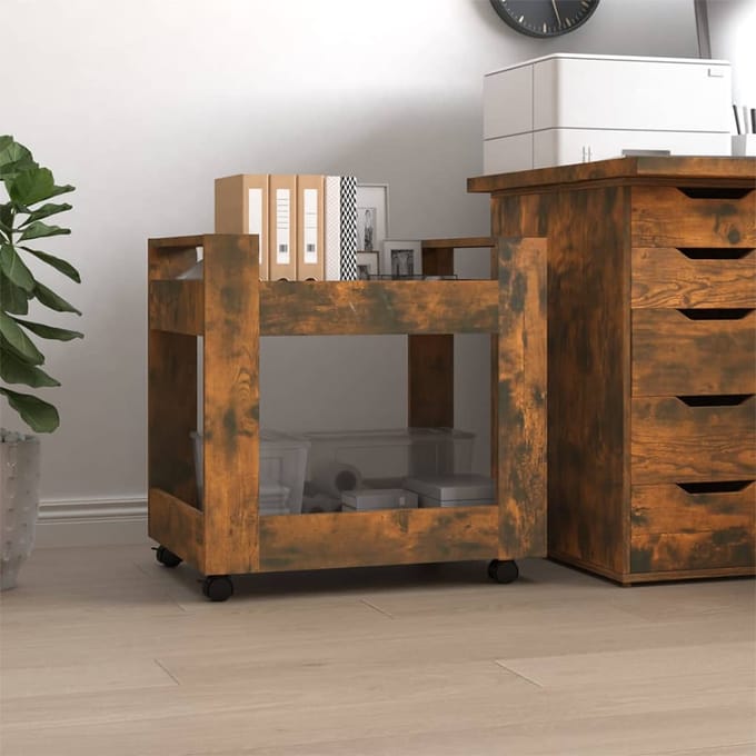 vidaXL - Bureaukastje - 60x45x60 - cm - bewerkt - hout - gerookt - eikenkleurig