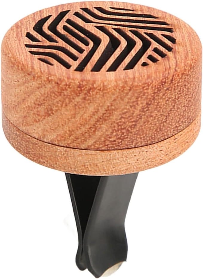 Allecto Plus - Auto-diffuser met draagbare ventilatieclip voor etherische oliën - Houtdiffuser met rozenhoutgeur - Aromadiffuser voor auto - Mini luchtverfrisser