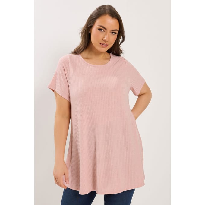 Yours Roze Glanzend Swing Tshirt Size 44