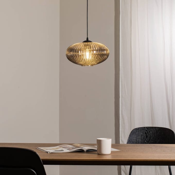 EMIBIG LIGHTING Eekamer lamp Coco, Ø 30 cm, zwart/rookgrijs, glas