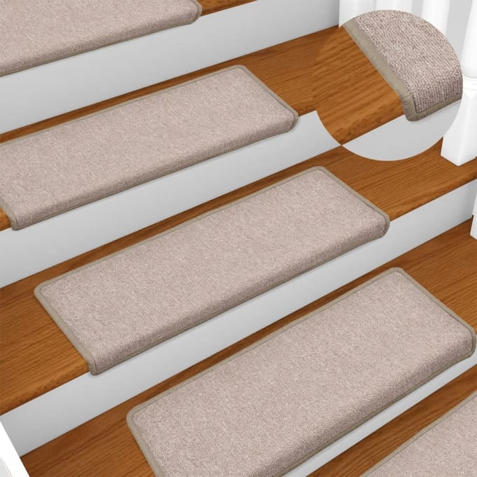 vidaXL - Trapmatten - 15 - st - 65x21x4 - cm - Taupe - Rechthoekige - Rand