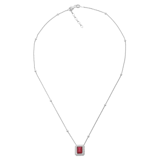 Orphelia ZH-7237/RU - PENDANT SQUARE RUBY ZIRC - 925 silver - cubic zirkonia - 45 cm