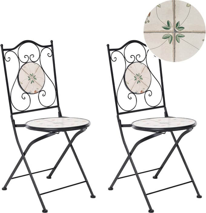 CARONA - Tuinstoel set van 2 - Zwart - Metaal/Keramiek