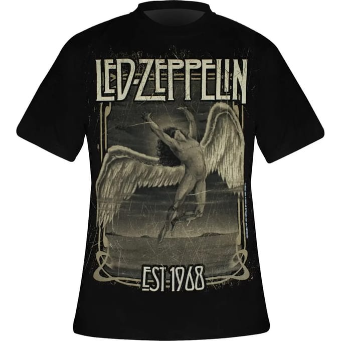 Led Zeppelin - Faded Falling Heren T-shirt - S - Zwart