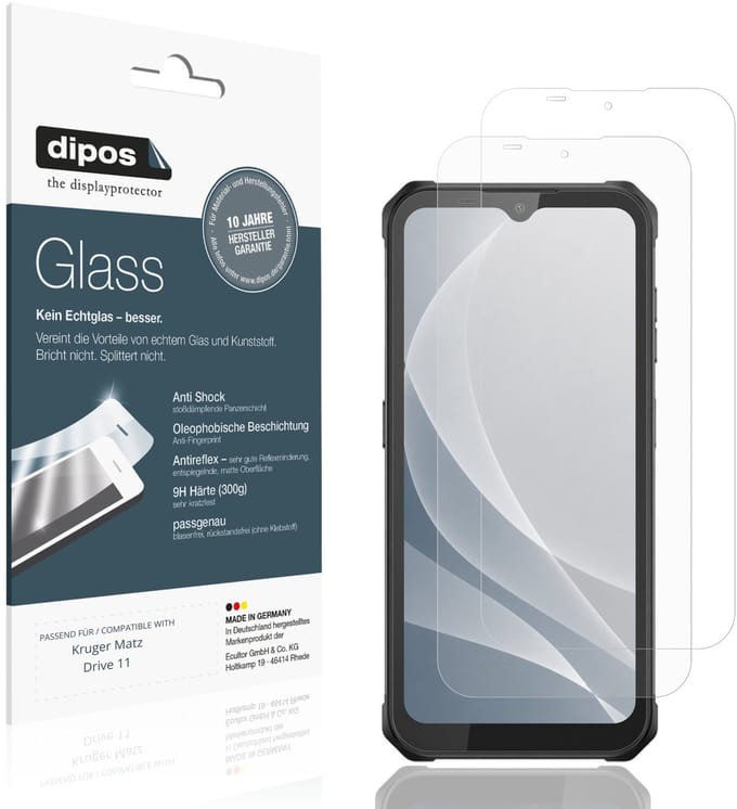 dipos – 2x Matte Pantserfolie geschikt voor Kruger Matz Drive 11 | 9H Screenprotector