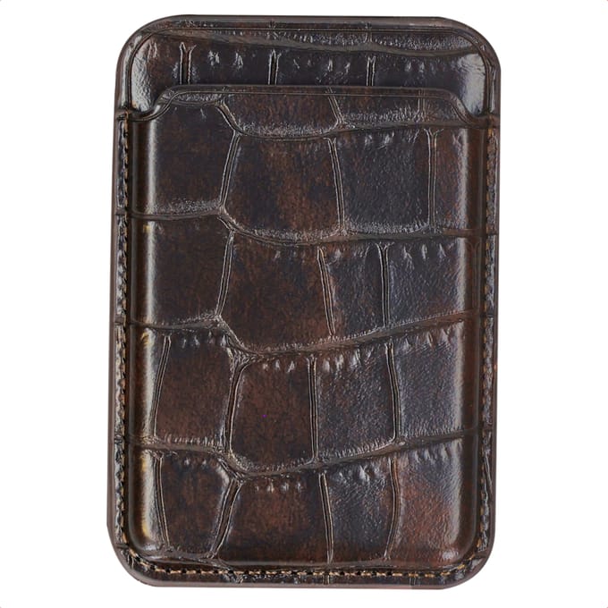 Selencia Croco Pashouder geschikt voor MagSafe - Wallet Kaarthouder - Choco Brown
