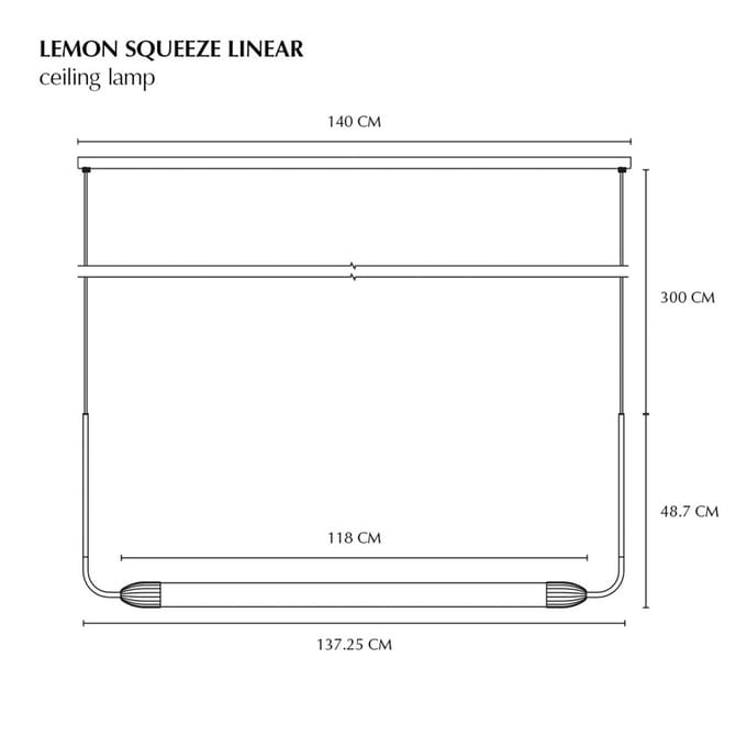 UMAGE hanglamp LEMON SQUEEZE LINEAR, messing 138 cm GU10