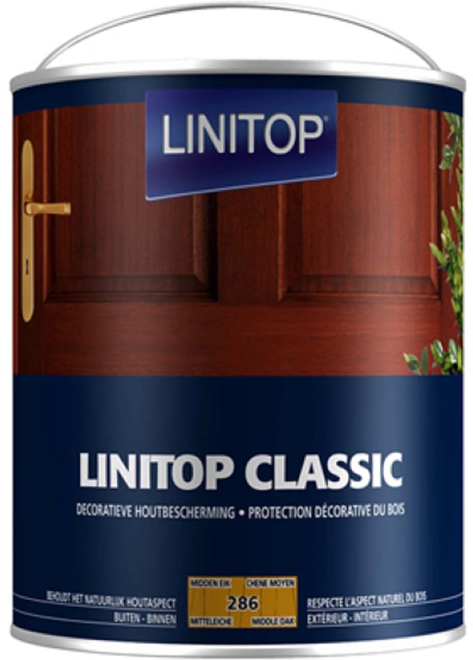 Linitop Classic - Beits - Decoratieve beschermende beits  - Midden Eik - 286  - 2,50 L