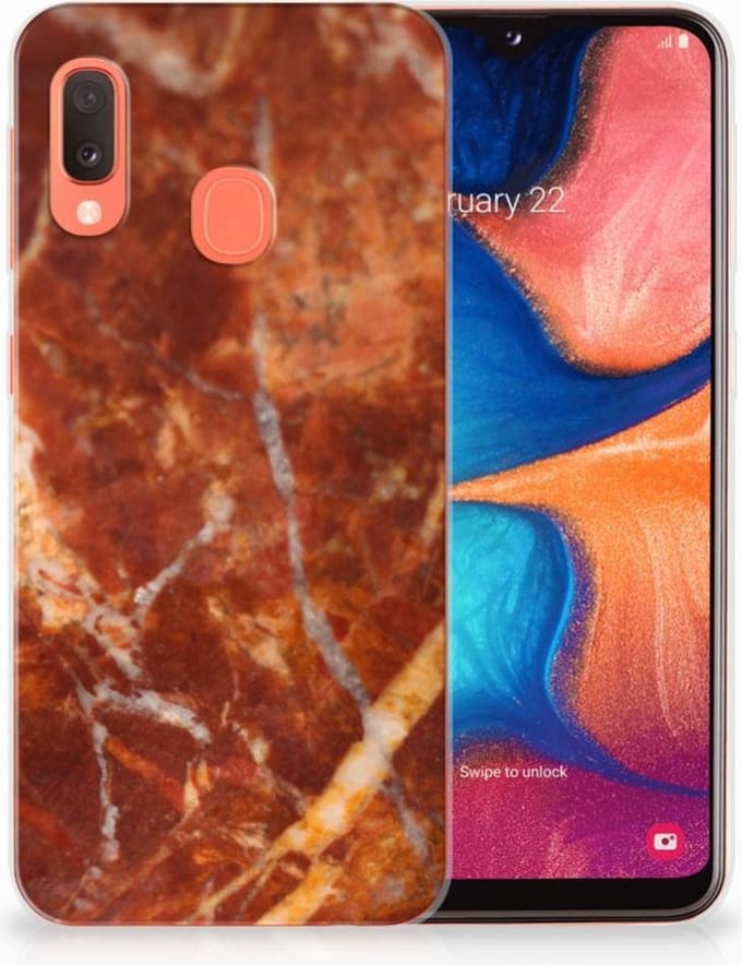 Samsung Galaxy A20e TPU Siliconen Hoesje Marmer Bruin