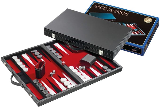 Backgammon Koffer Medium Standaard (Rood)