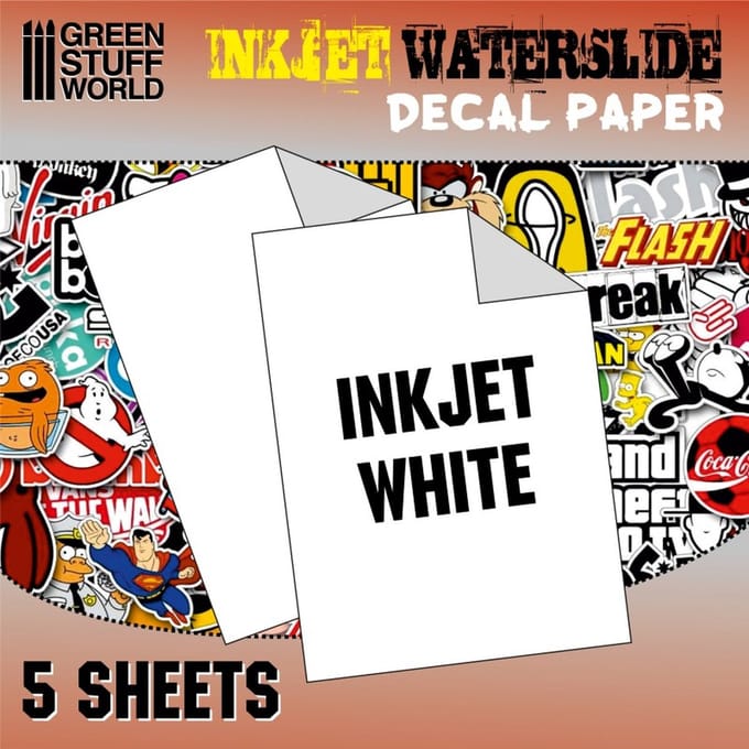 Green Stuff World Modelbouwdecoratie - Stuff World 10067 Decal Paper - White - Inkjet - 5xA4 Decal papier