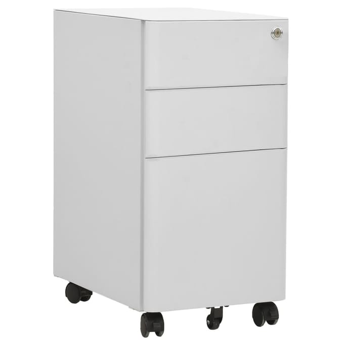vidaXL - Ladeblok - verrijdbaar - 30x45x59 - cm - staal - lichtgrijs