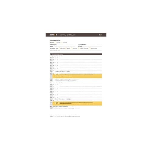Scid-5-S: Scoreformulieren (50 Ex.) - American Psychiatric Association