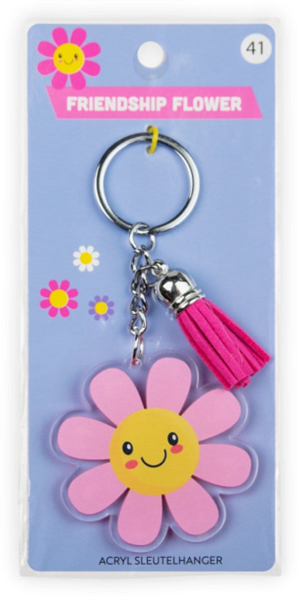 Sleutelhanger met kwastje | Acryl sleutelhanger - Bloem