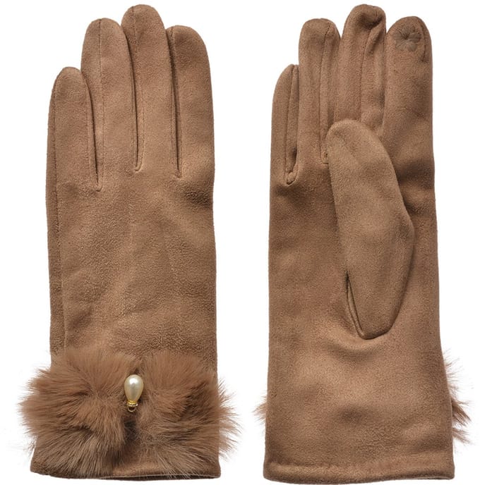 Clayre & Eef Handschoenen Winter 9x23 cm Bruin Polyester