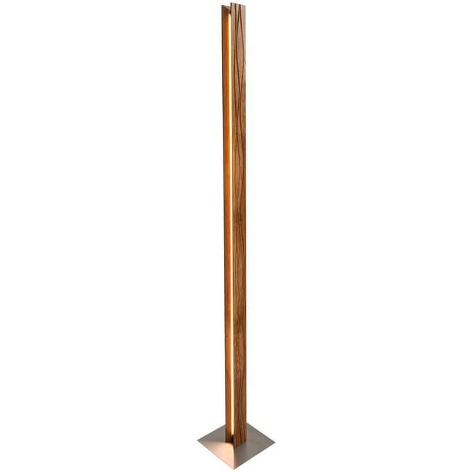 Elobra LED vloerlamp Atacama, eiken/mat nikkel, hoogte 150 cm, hout