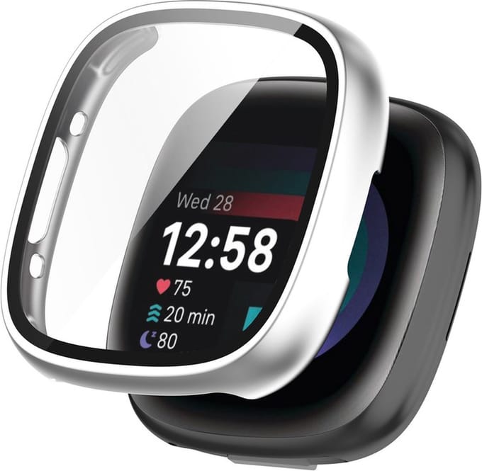 Watch case screenprotector - hoesje - geschikt voor Fitbit Versa 4 - zilver