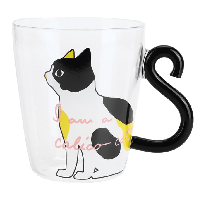 Kat Kopje Koffie Melk Thee Water Glas Kinderfles Transparant Hittebestendig Herbruikbare Mok(Witte Kat ) black