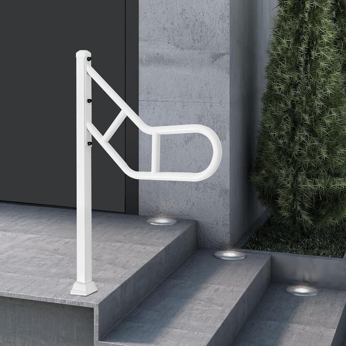 U-vormige leuning - Trapleuning entree - Veilig traplopen - Ergonomisch U-ontwerp - 59 cm - Wit