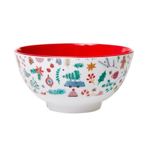 Rice kerst melamine kom all over x-mas print