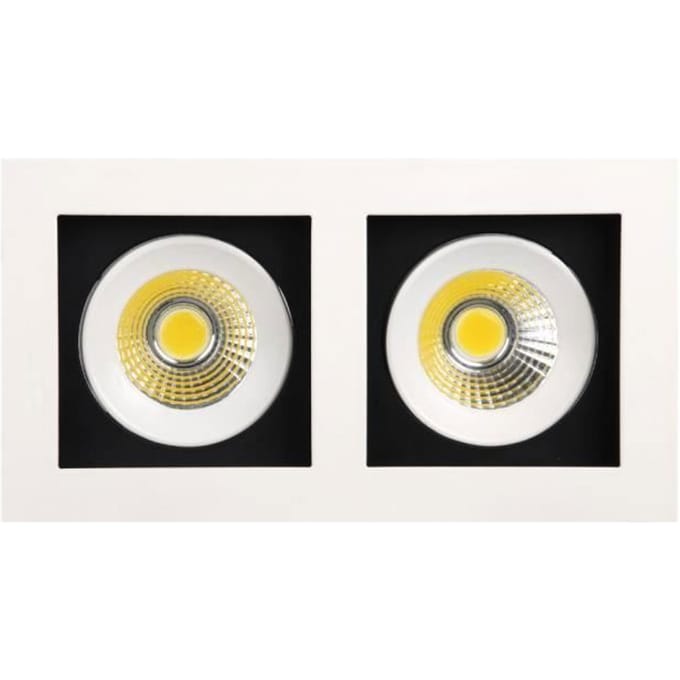 Dubbele spot LED downlight wit 2x8W (Vgl. 2x64W) 6400K Dim. 185x100mm wit