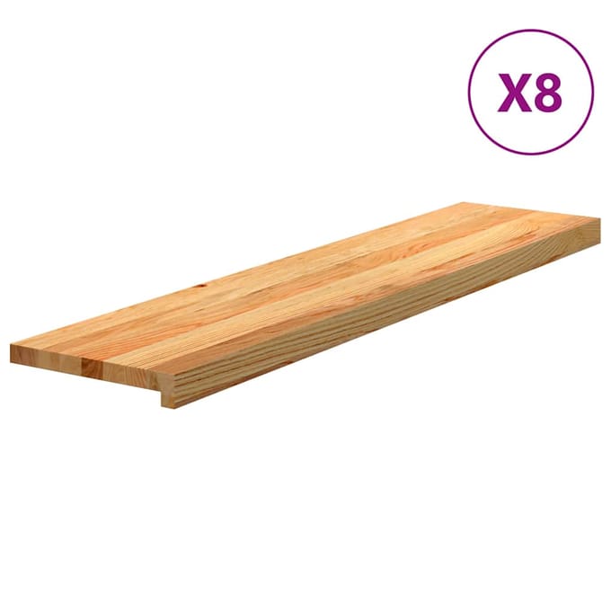 vidaXL - Traptreden - 8 - st - 110x30x2 - cm - massief - eikenhout - lichtbruin