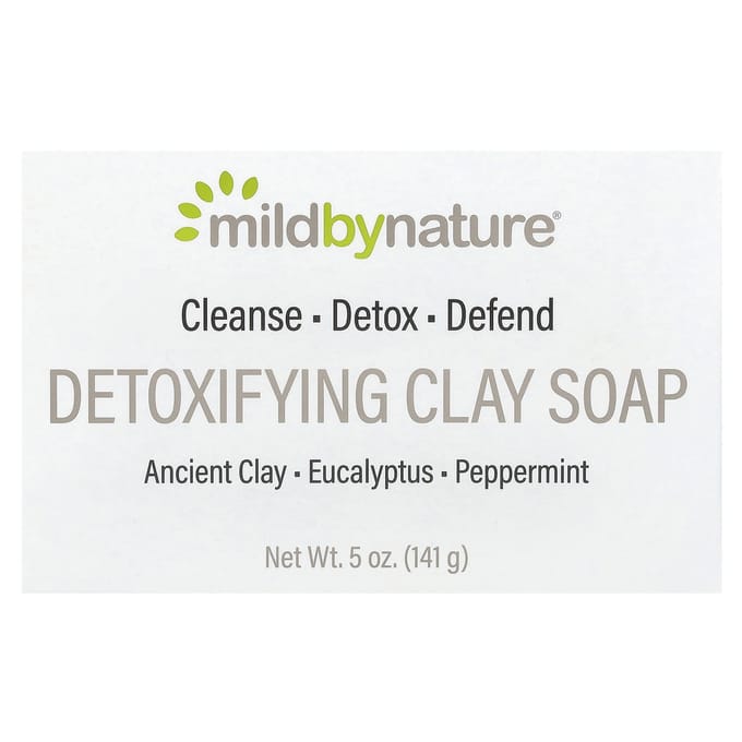 Mild By Nature, Savon Détox à l'Argile, Eucalyptus et Menthe Poivrée, à l'Argile Ancienne, 5 oz (141 g) gray