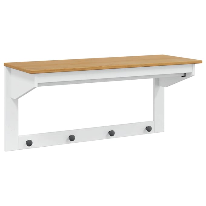 vidaXL - Kapstok - HILL - Wit - en - honingbruin - 90 - x - 35 - x - 41,5 - cm