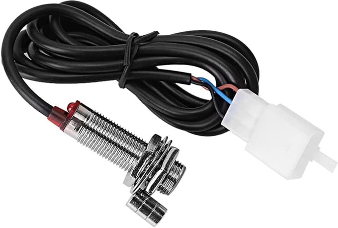 Snelheidssensor Kabel - Kilometerteller Kabel - Motorfiets Tachometer - Met Drie Magneten - 124cm Lengte - Zwart
