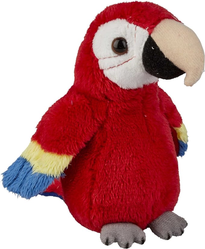 Ravensden Pluche knuffel papegaai - rood - macaw - vogel - 15 cm - knuffels vogels