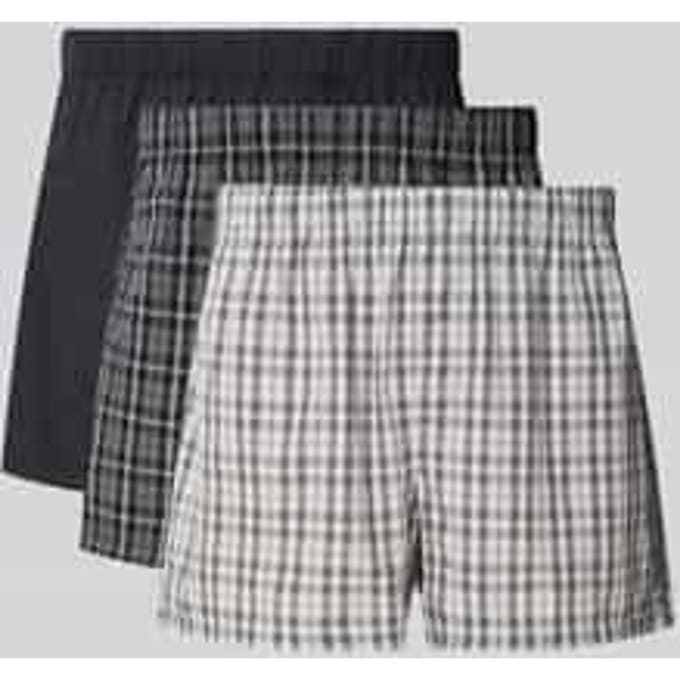 JACK & JONES Jacmilano woven boxers (3-pack) - heren wijde boxers - poppy seed black - vapor blue checks