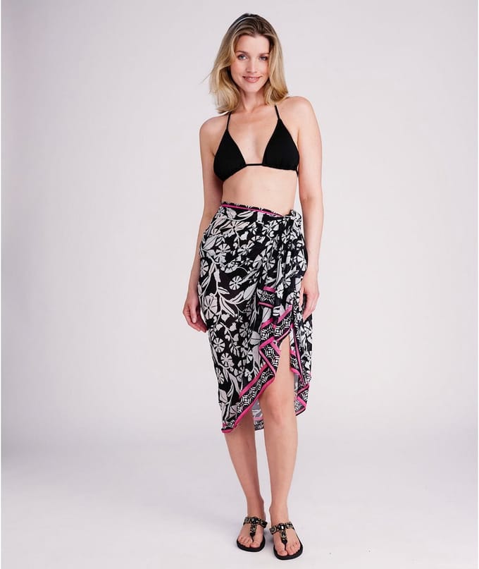 Pia Rossini Mykonos Luxe Strandsarong Zwart/Wit