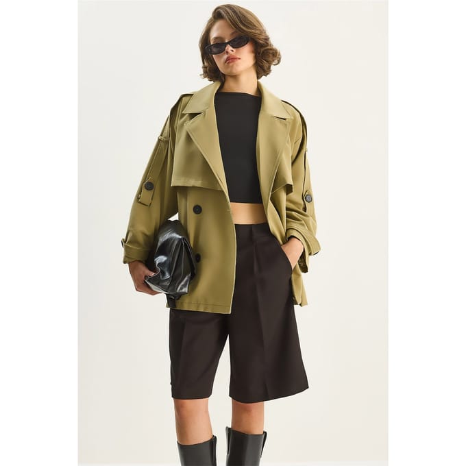 Knopen Midi Trenchcoat