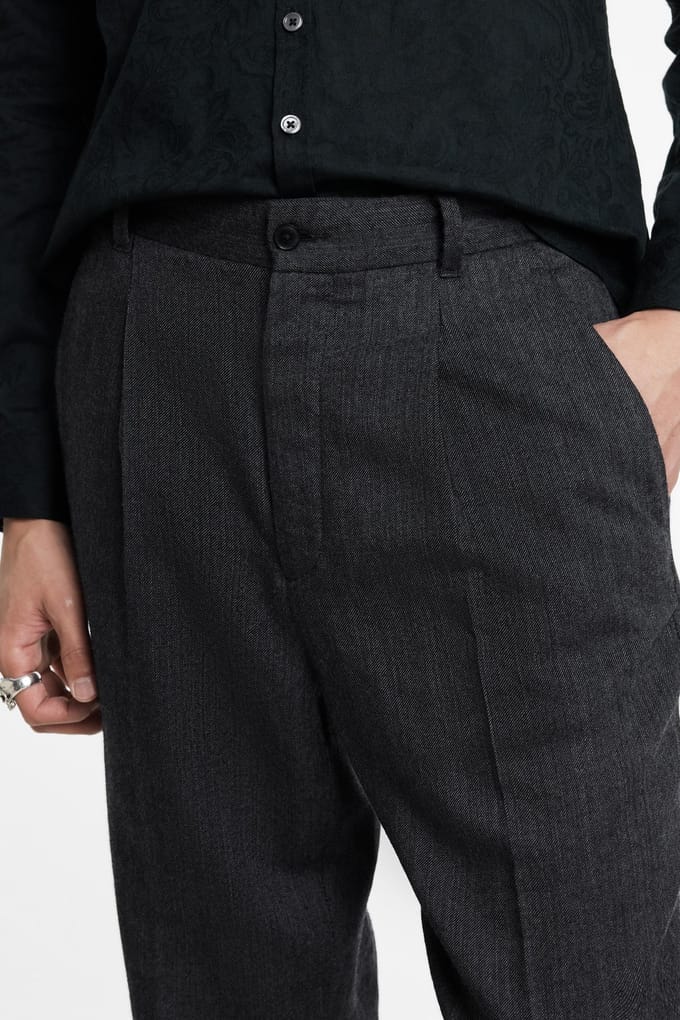 John Varvatos Slim Fit Pleated Pants Carbon Grey Size: 52 | Tailored Pants Outlet | Heren | Grijs