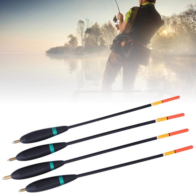 4 STUKS Balsa Hout Verticale Dobber Koperen Kop met Visdobber Dobber Beetindicator black