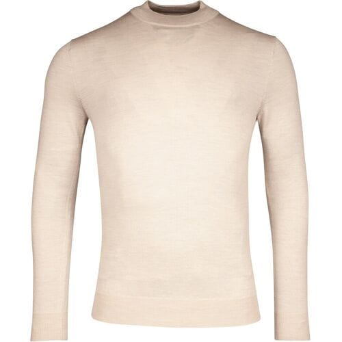 Thomas Maine Trui Uni Color Turtleneck Single Knit Merino Ecru Melange / male