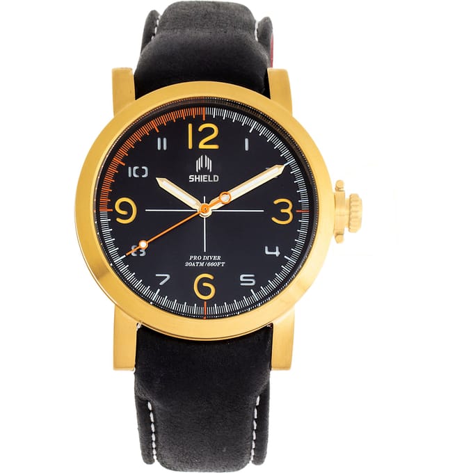 Shield Berge lederen band heren duikhorloge