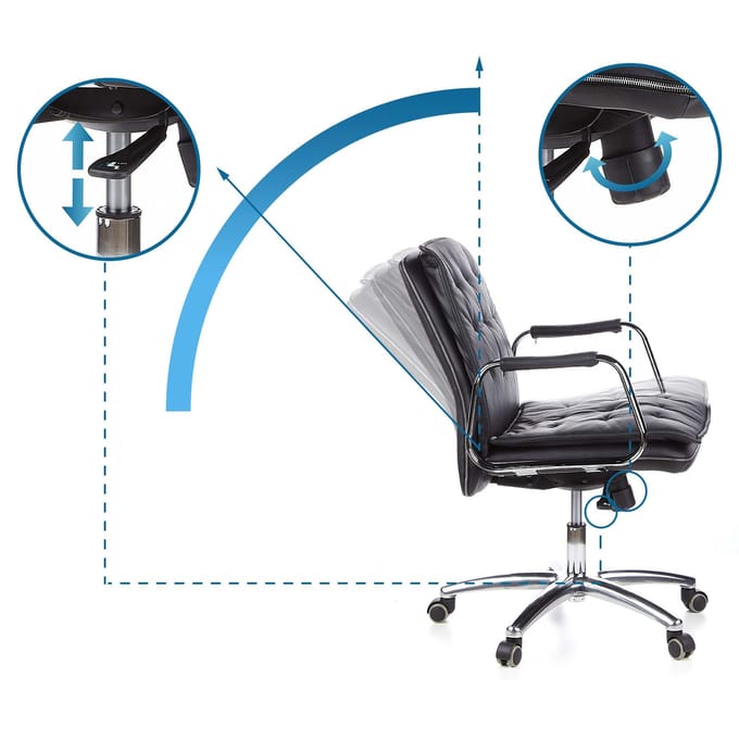 hjh office Villa 10 - Bureaustoel - Nappaleder - Zwart